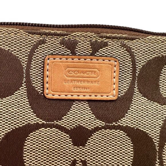 Coach Y2K Signature Brown Canvas & Leather Wristlet Pouch Bag - Picture 2 of 8